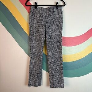 NIC+ZOE Straight-Leg Business Casual Pull-on Blue Geometric Patterned Pants